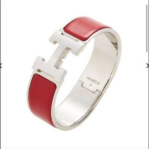 Hermes Red Enamel Clic H Bracelet